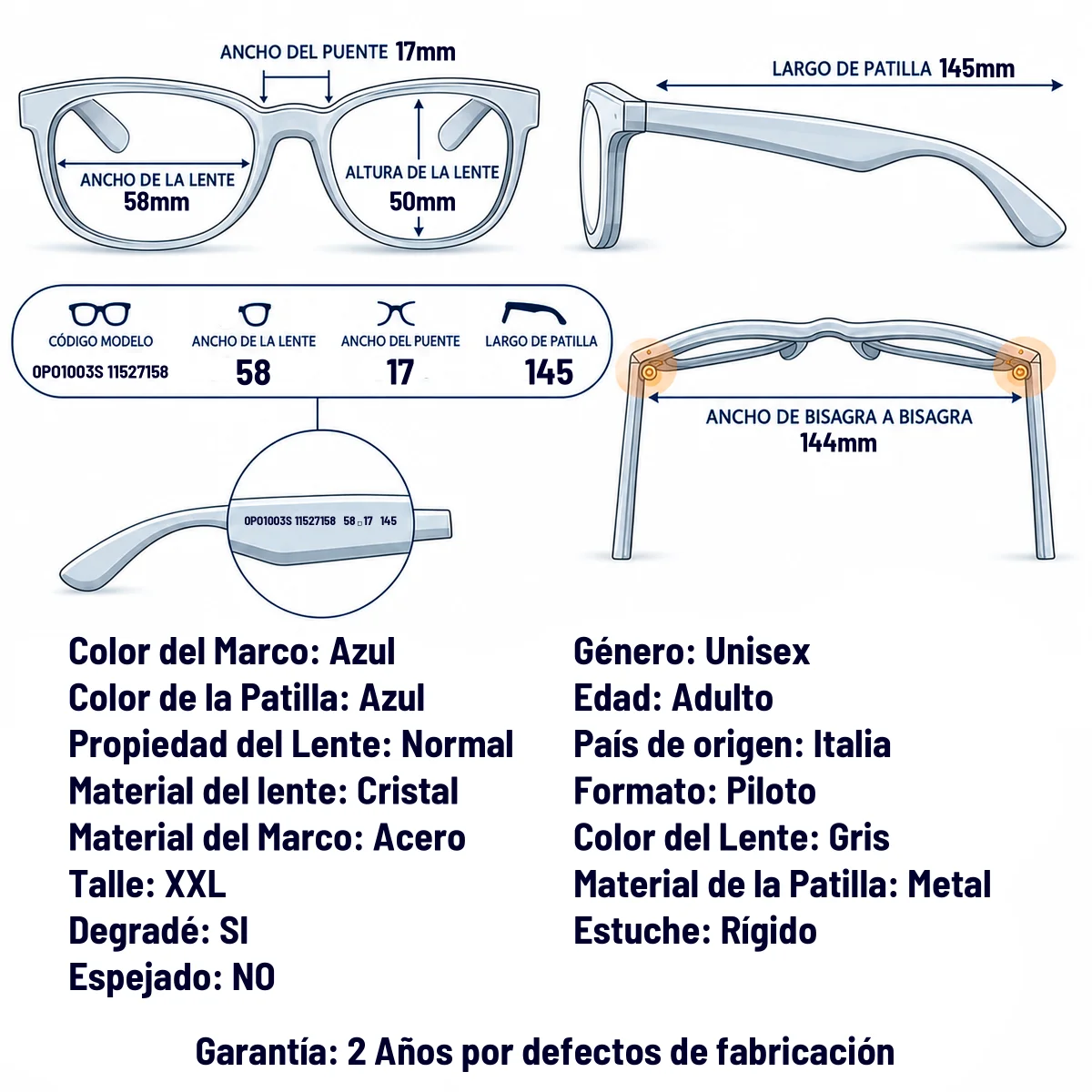 Persol Po1003s 115271-58-XXL