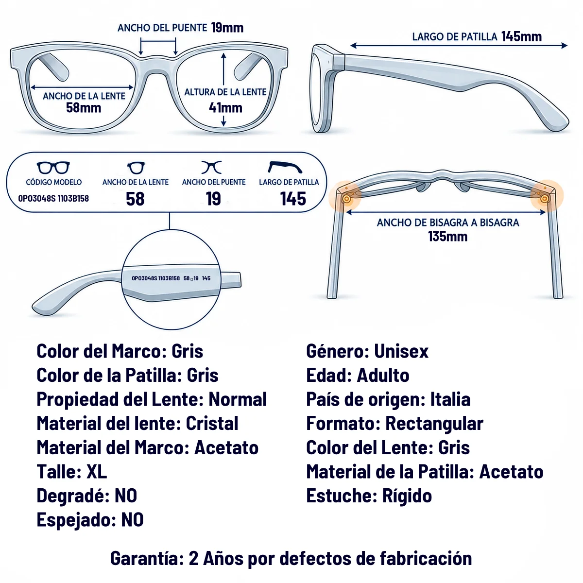 Persol PO3048S 1103B1-58-XL
