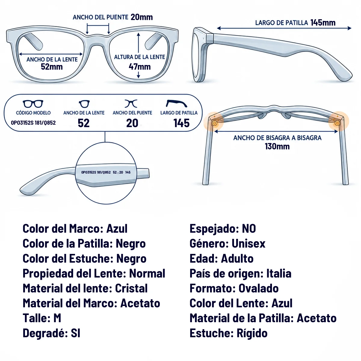 Persol 0PO3152S  181/Q8-52-M