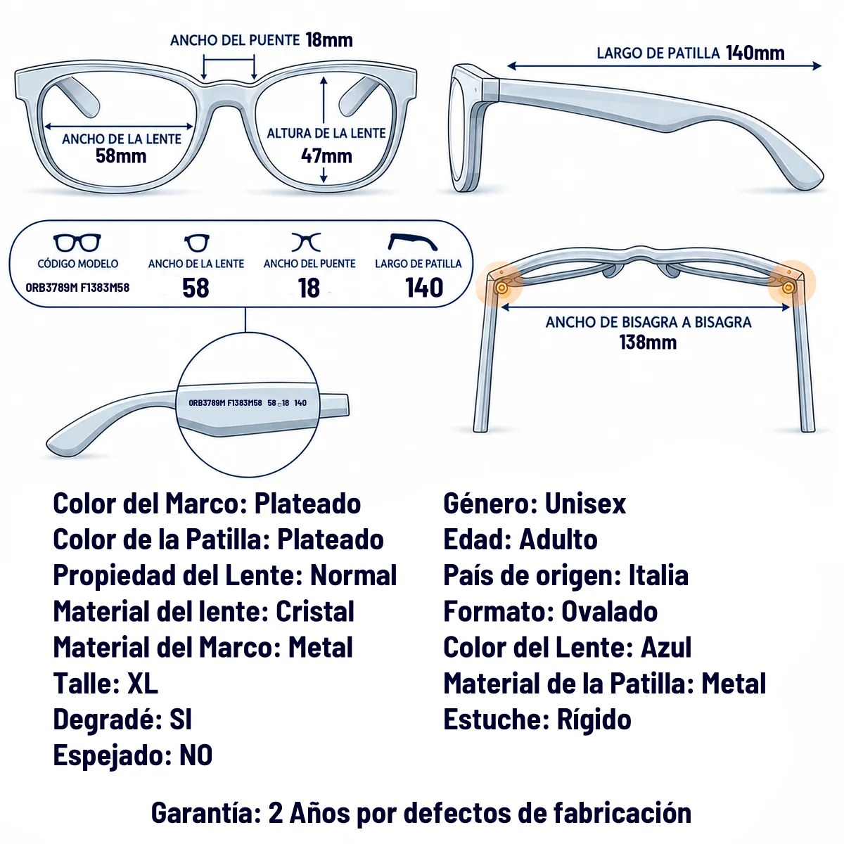 Ray-Ban 0RB3789M F1383M-58-XL