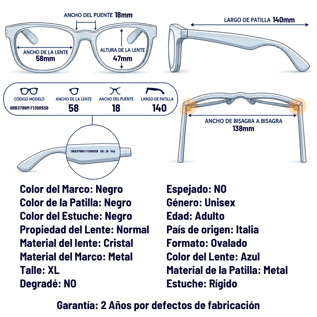 Ray-Ban 0RB3789M F139R5-58-XL