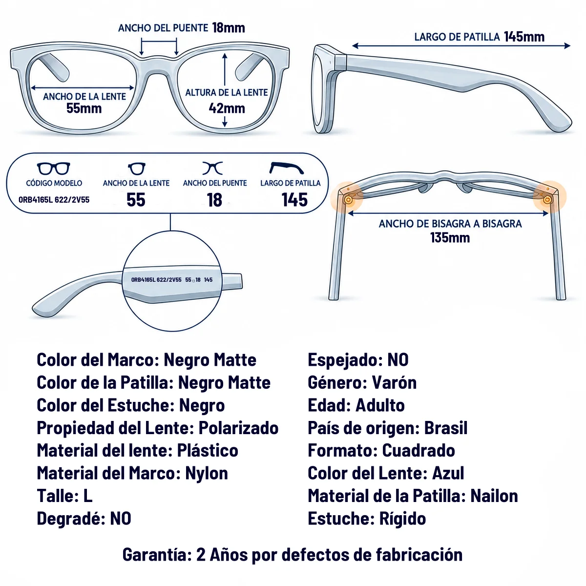 Ray-Ban Rb4165l 622/2V-55-L