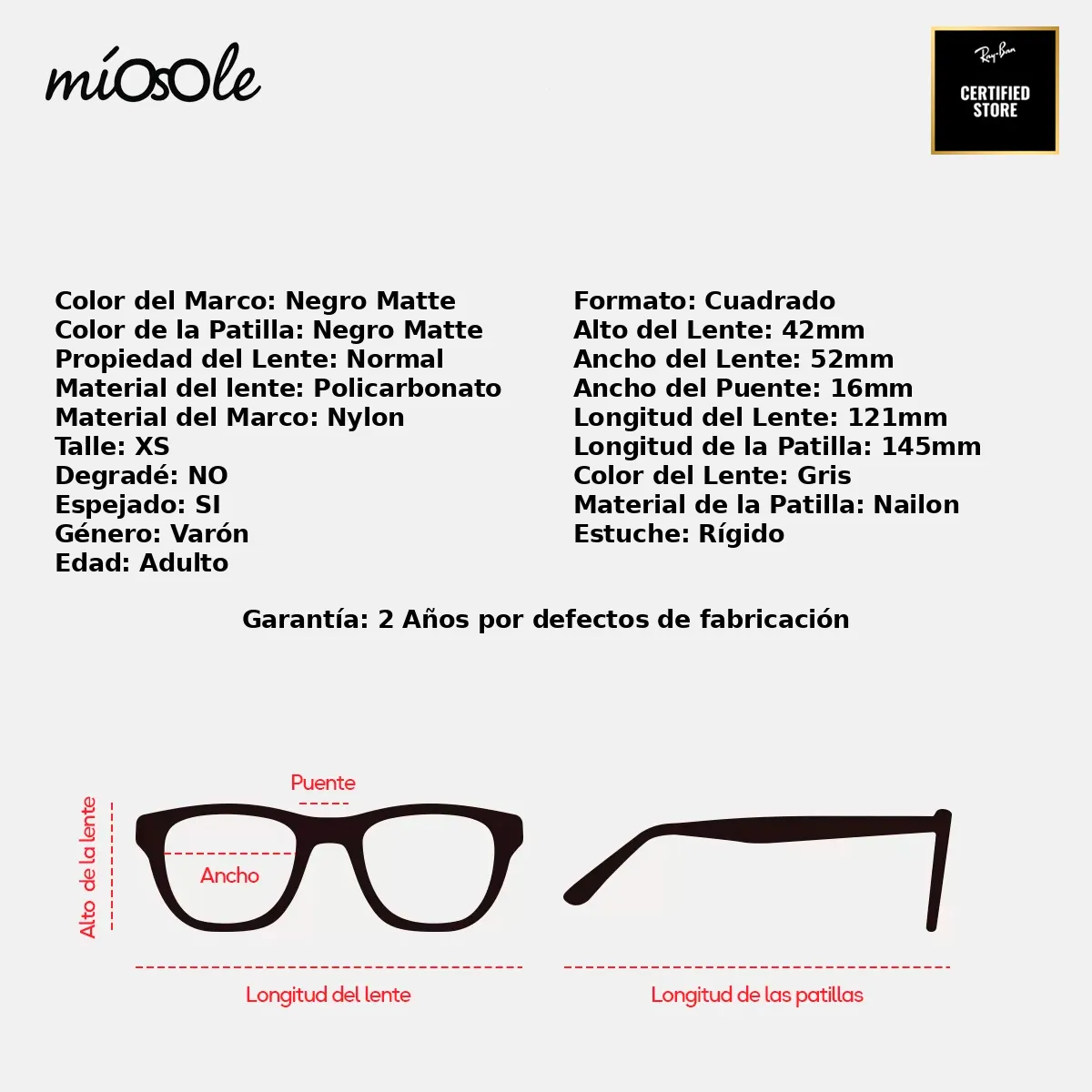 Ray-Ban Rb4165 622/6G-51-XS