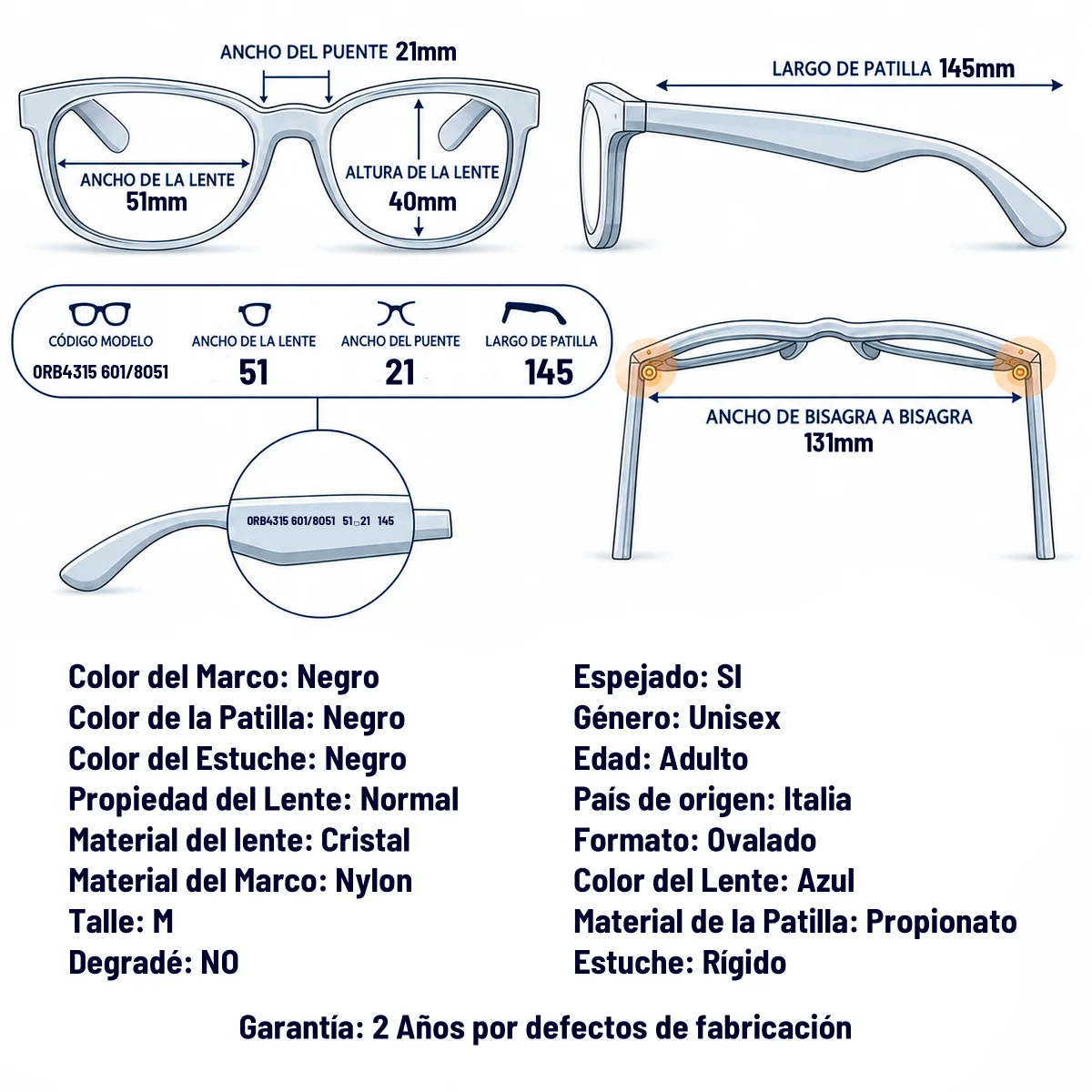 Ray-Ban Rb4315 601/8O-51-M