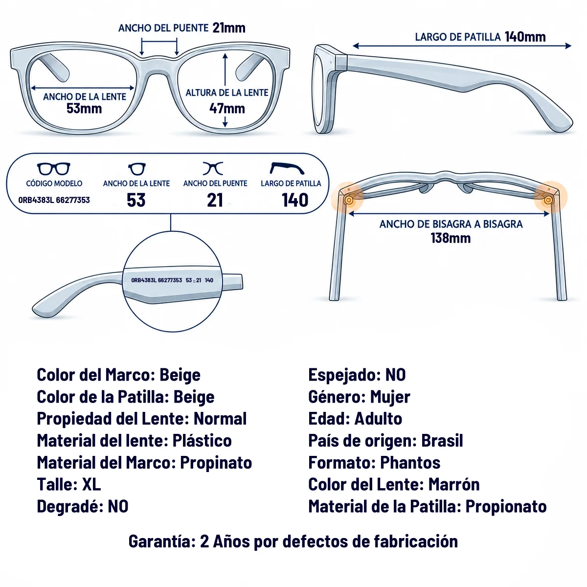 Ray-Ban Rb4383l 662773-53-L