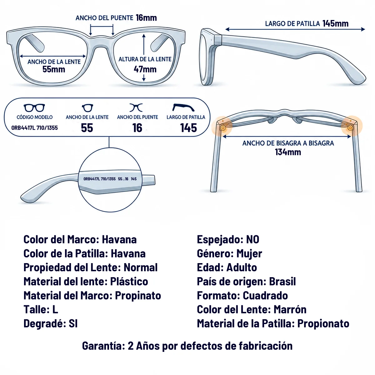 Ray-Ban Rb4417l 710/13-55-L